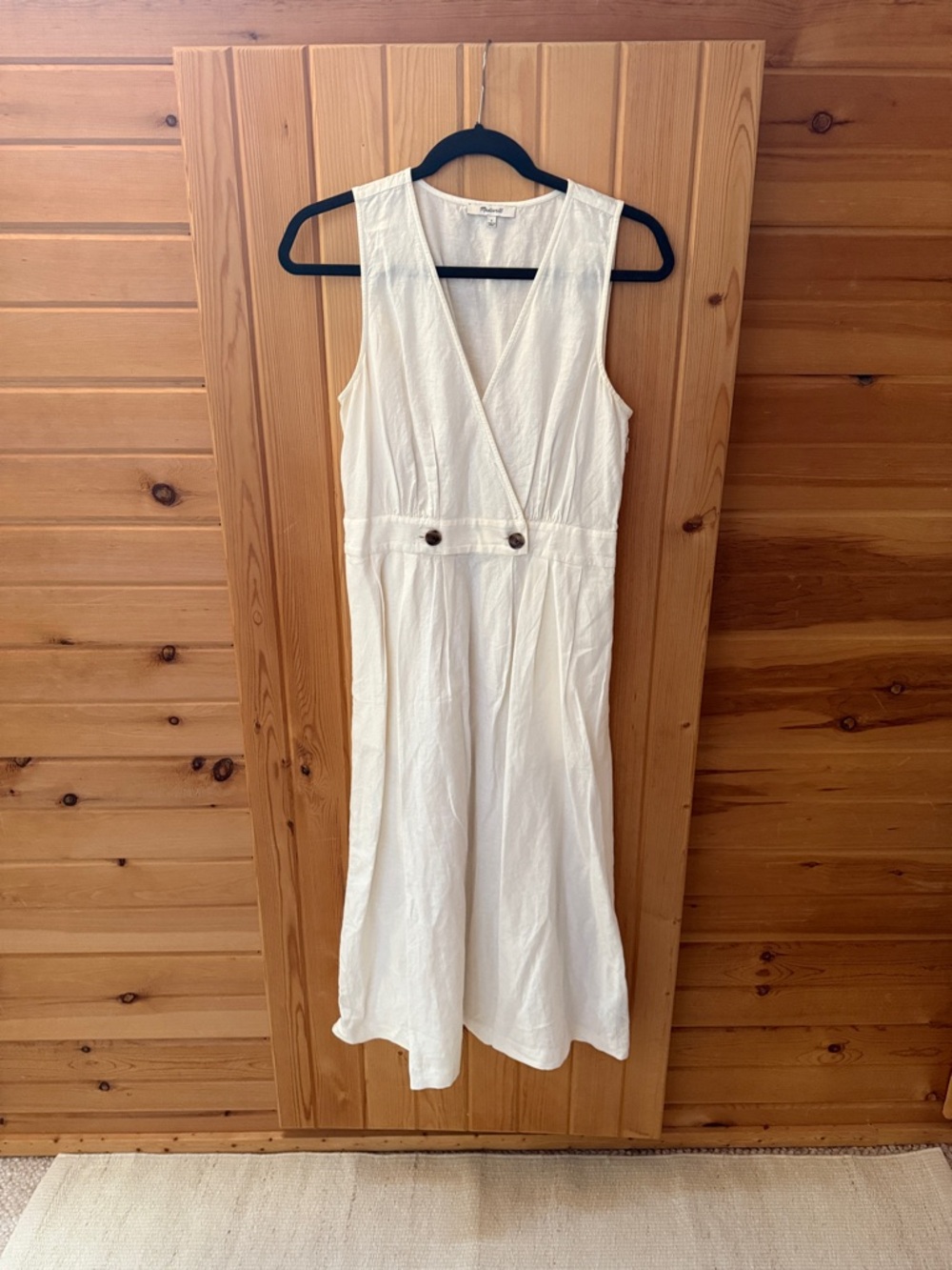 Madewell Cream Sleeveless Wrap-Style Midi Dress